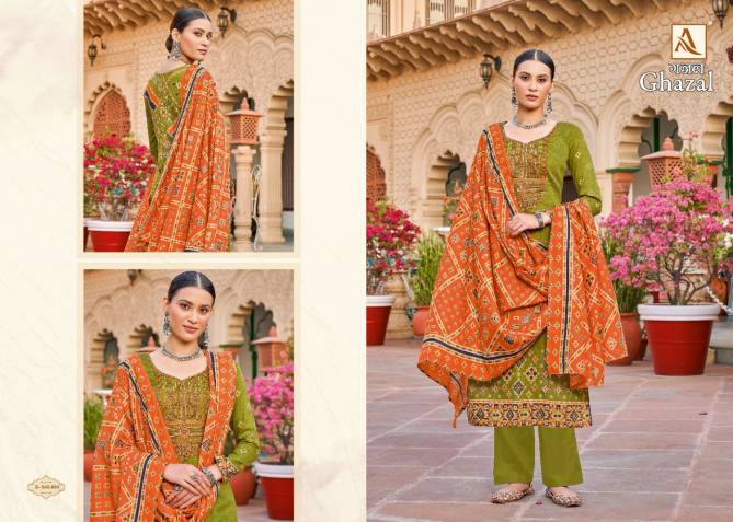 Alok Ghazal New Exclusive Wear Printed With Embroidery  Jam Cotton Designer Dress Material